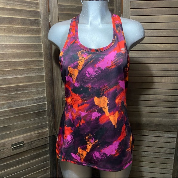 Tie-Dye Workout Tank Top Razor Back Gym Whimsigoth Orange Purple Fall Athletic - Picture 1 of 8